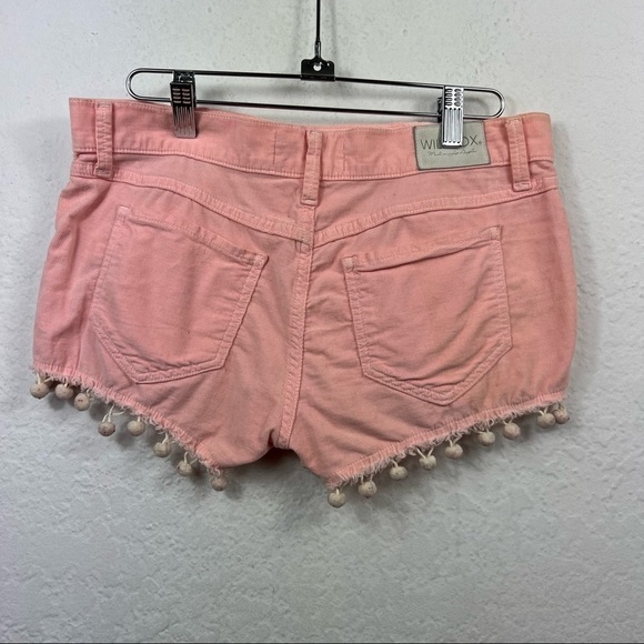 ❤️ WILDFOX Tassels Denim Cotton Shorts Pink - Picture 5 of 8